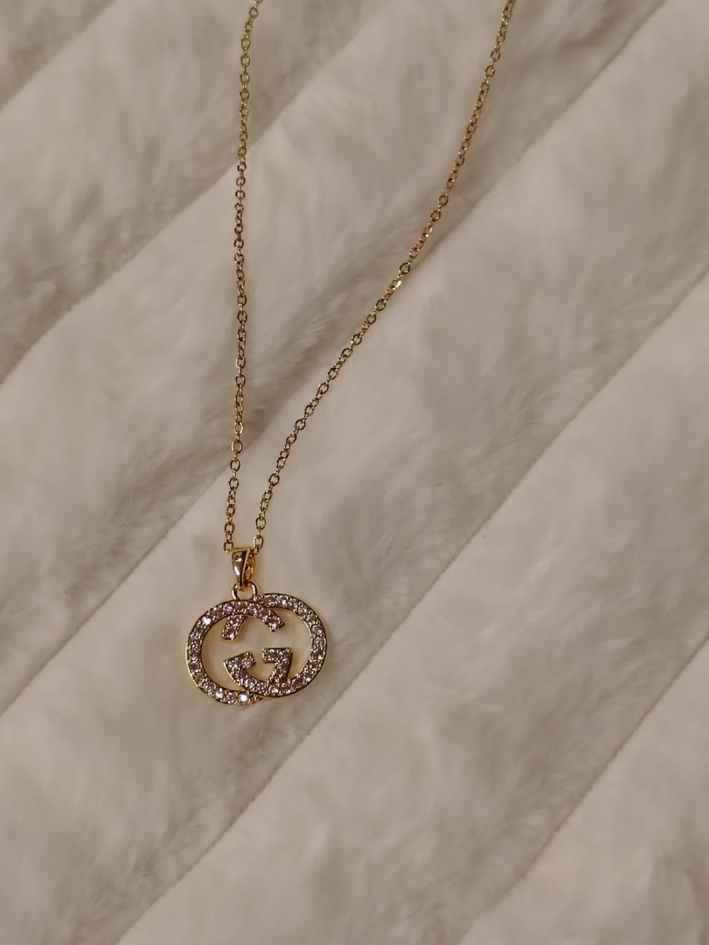 Gold Crystal Interlocking Circle Pendant Necklace